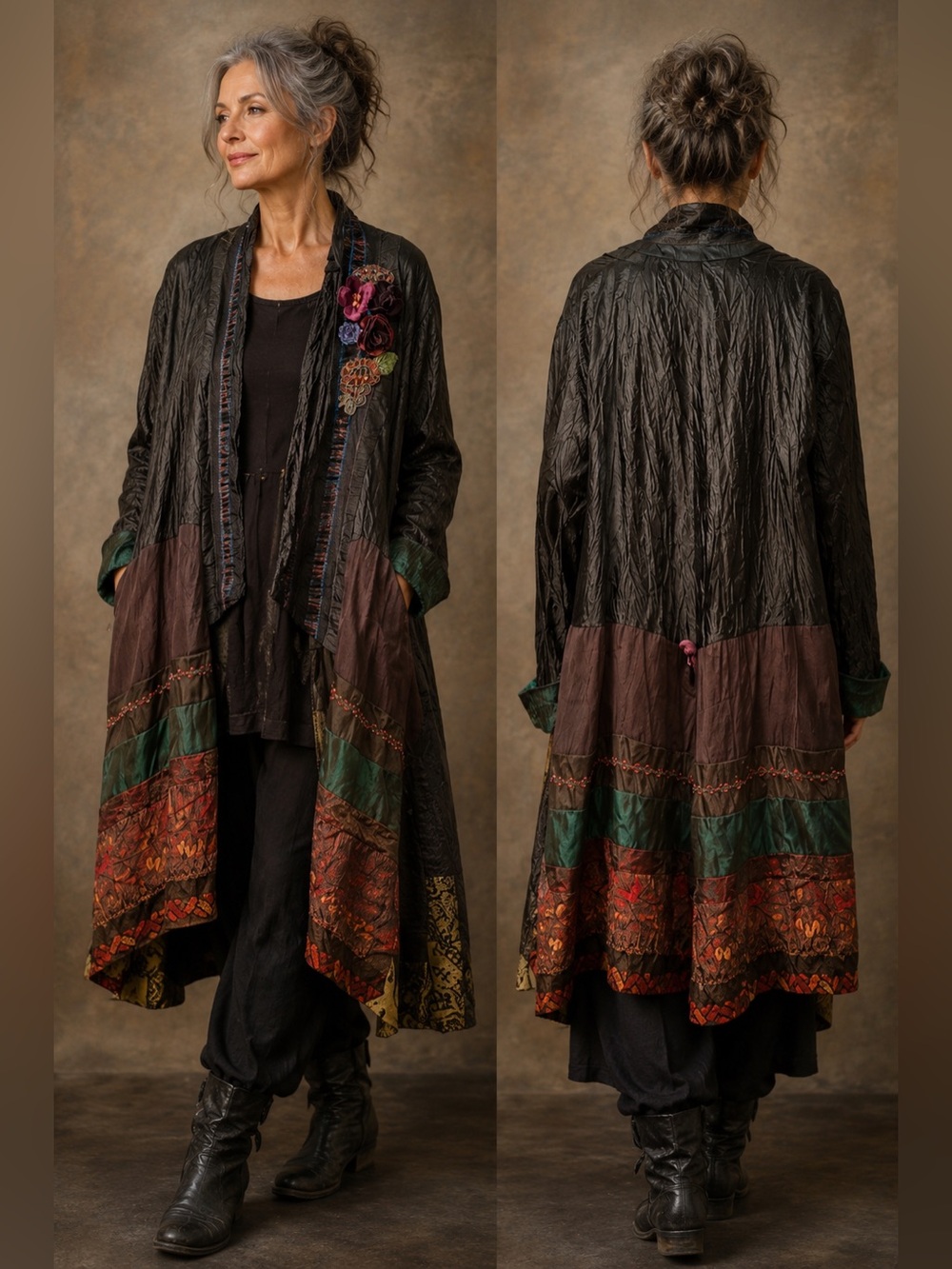 Lee Andersen Artistic Patchwork Duster Coat – Size L